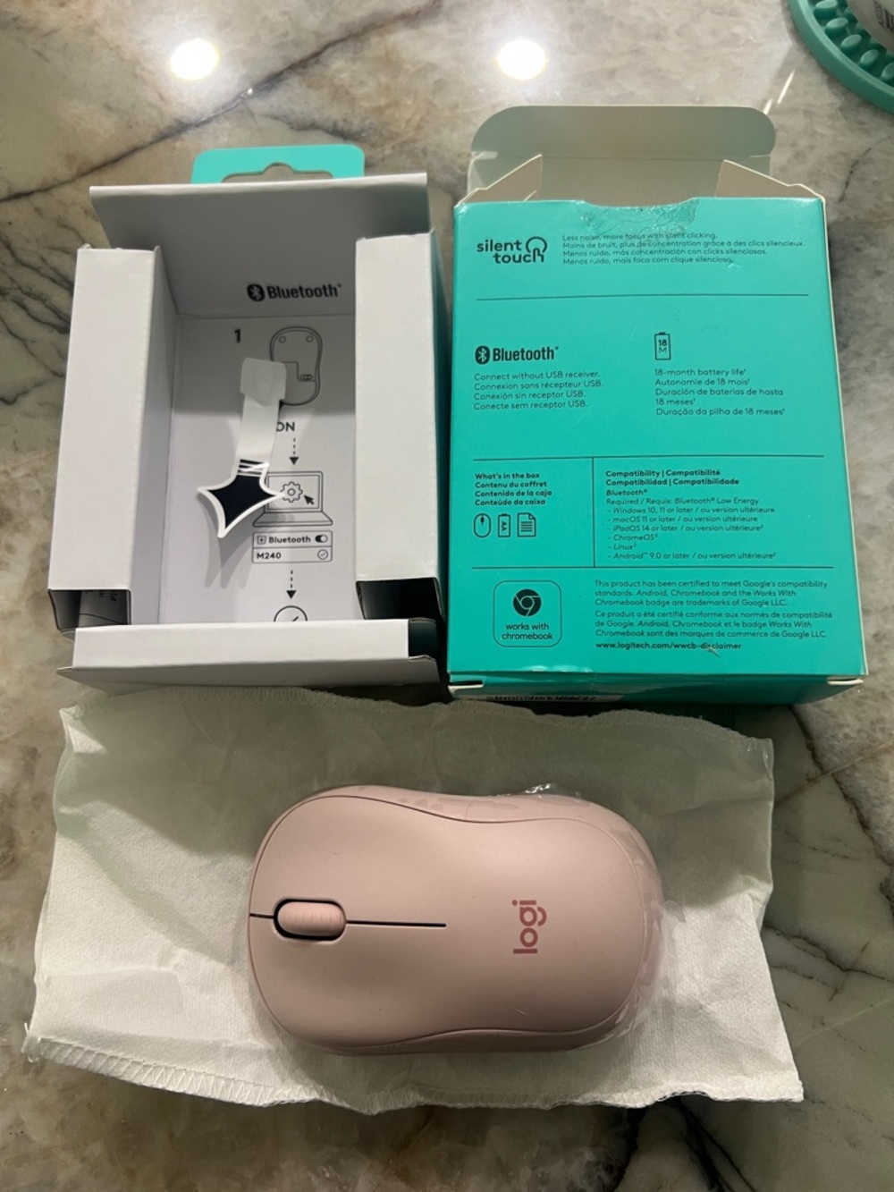 Logitech M240 Silent Bluetooth Wireless Mouse - Light Pink - Picture 3 of 7